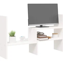 vidaXL Monitorstandaard (39-72)x17x43 cm massief grenenhout wit