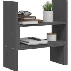 vidaXL Monitorstandaard (39-72)x17x43 cm massief grenenhout grijs