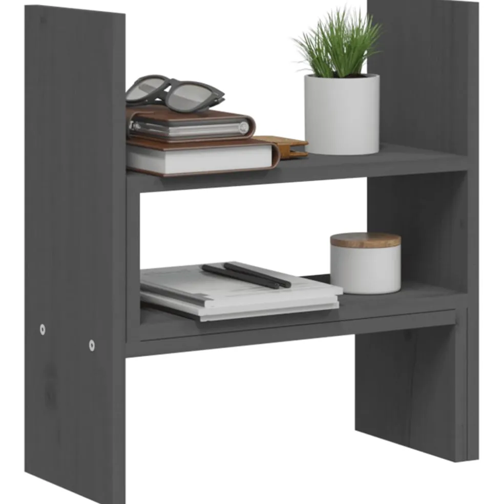 vidaXL Monitorstandaard (39-72)x17x43 cm massief grenenhout grijs