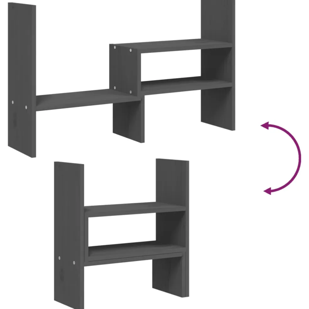 vidaXL Monitorstandaard (39-72)x17x43 cm massief grenenhout grijs