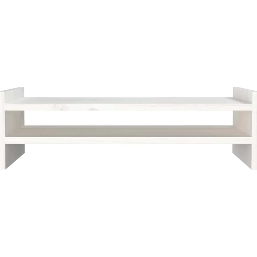 vidaXL Monitorstandaard 50x27x15 cm massief grenenhout wit