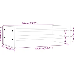 vidaXL Monitorstandaard 50x27x15 cm massief grenenhout wit