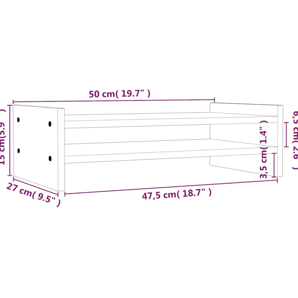 vidaXL Monitorstandaard 50x27x15 cm massief grenenhout wit