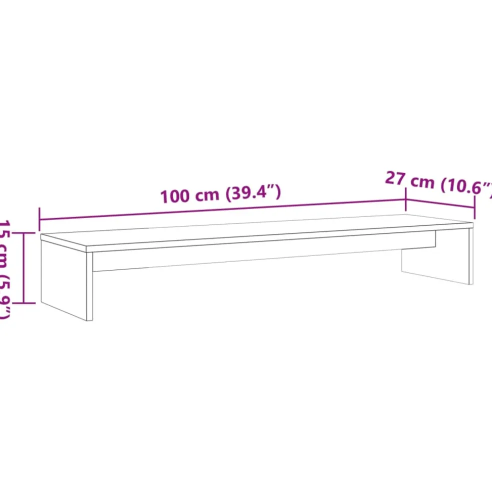 vidaXL Monitorstandaard 100x27x15 cm massief grenenhout wasbruin