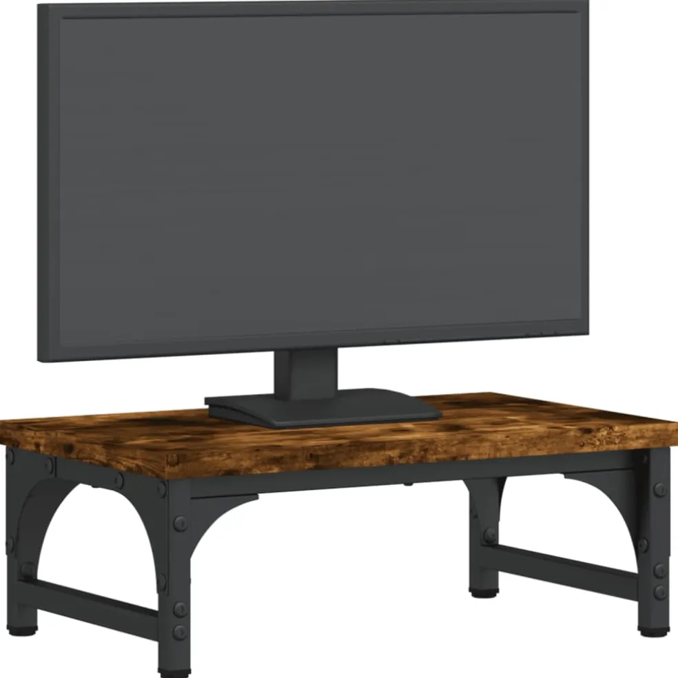 vidaXL Monitorstandaard 37x23x14 cm bewerkt hout gerookt eikenkleurig