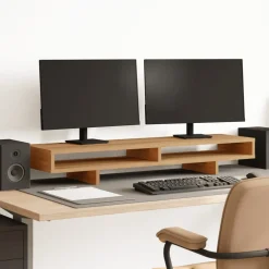 vidaXL Monitorstandaard 100x27x15 cm bewerkt hout artisanaal eiken