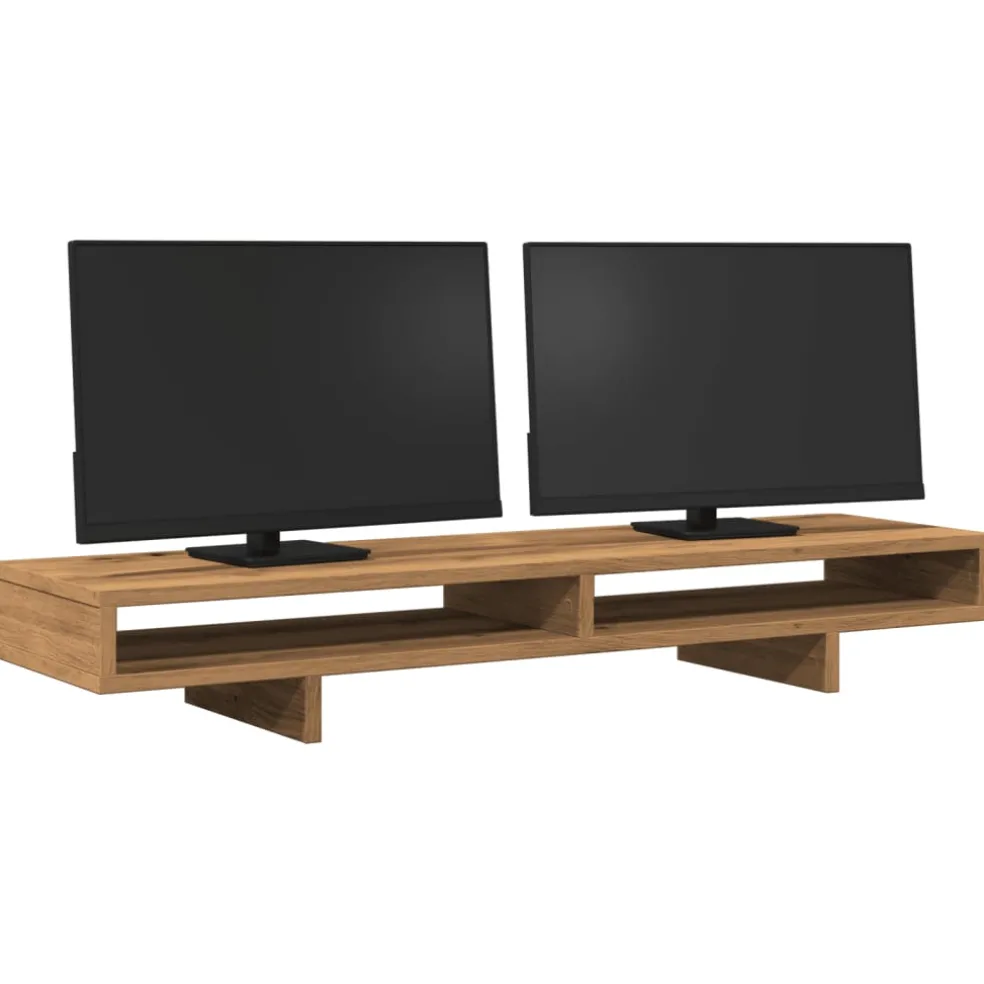 vidaXL Monitorstandaard 100x27x15 cm bewerkt hout artisanaal eiken
