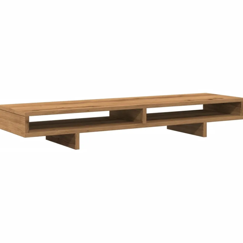 vidaXL Monitorstandaard 100x27x15 cm bewerkt hout artisanaal eiken