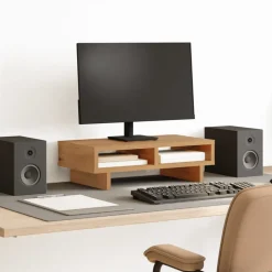 vidaXL Monitorstandaard 50x27x15 cm bewerkt hout artisanaal eikenkleur