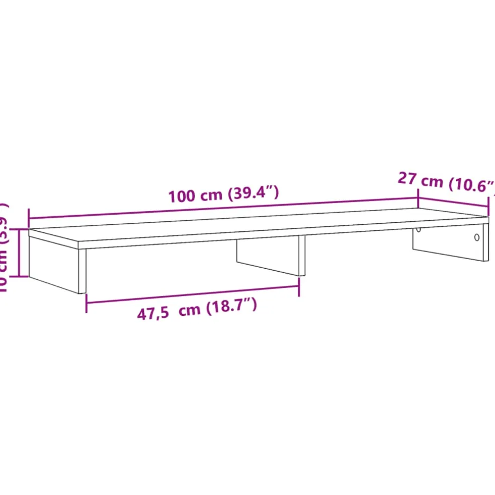 vidaXL Monitorstandaard 100x27x10 cm bewerkt hout wit