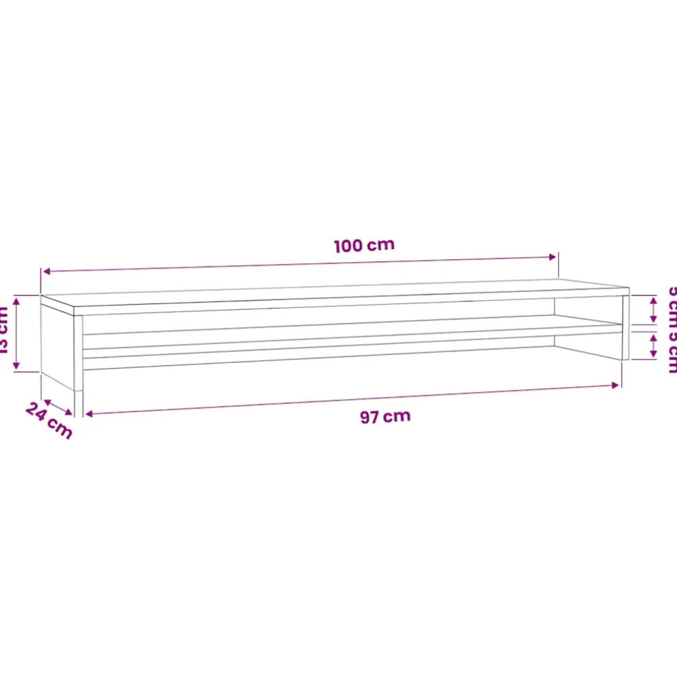 vidaXL Monitorstandaard 100x24x13 cm bewerkt hout wit