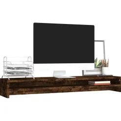 vidaXL Monitorstandaard 100x24x13 cm bewerkt hout gerookt eikenkleurig