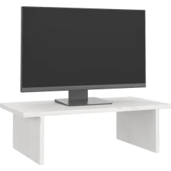 vidaXL Monitorstandaard 50x27x15 cm massief grenenhout wit