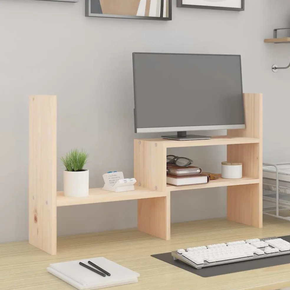 vidaXL Monitorstandaard (39-72)x17x43 cm massief grenenhout