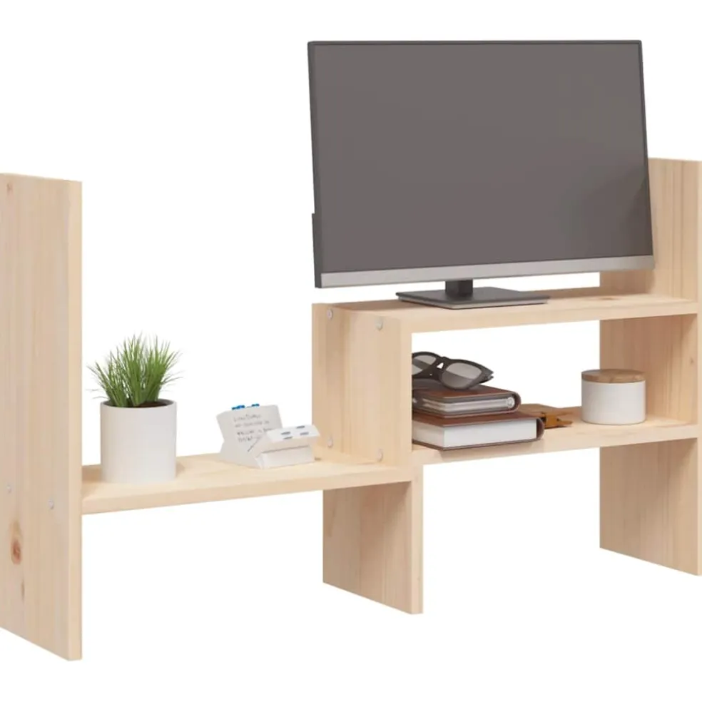 vidaXL Monitorstandaard (39-72)x17x43 cm massief grenenhout
