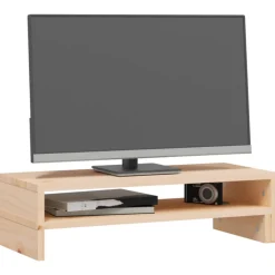 vidaXL Monitorstandaard (52-101)x22x14 cm massief grenenhout