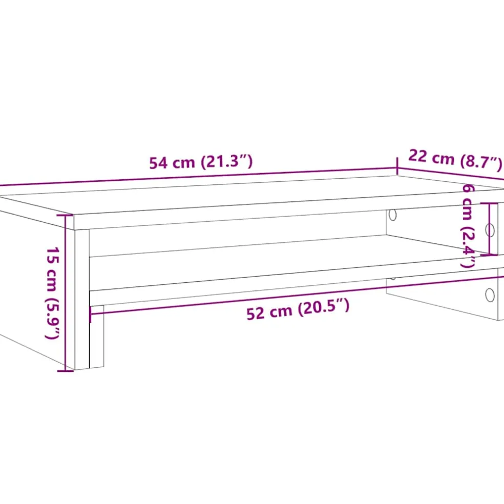 vidaXL Monitorstandaard 54x22x15 cm bewerkt hout grijs sonoma eiken