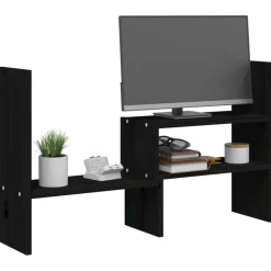 vidaXL Monitorstandaard (39-72)x17x43 cm massief grenenhout zwart
