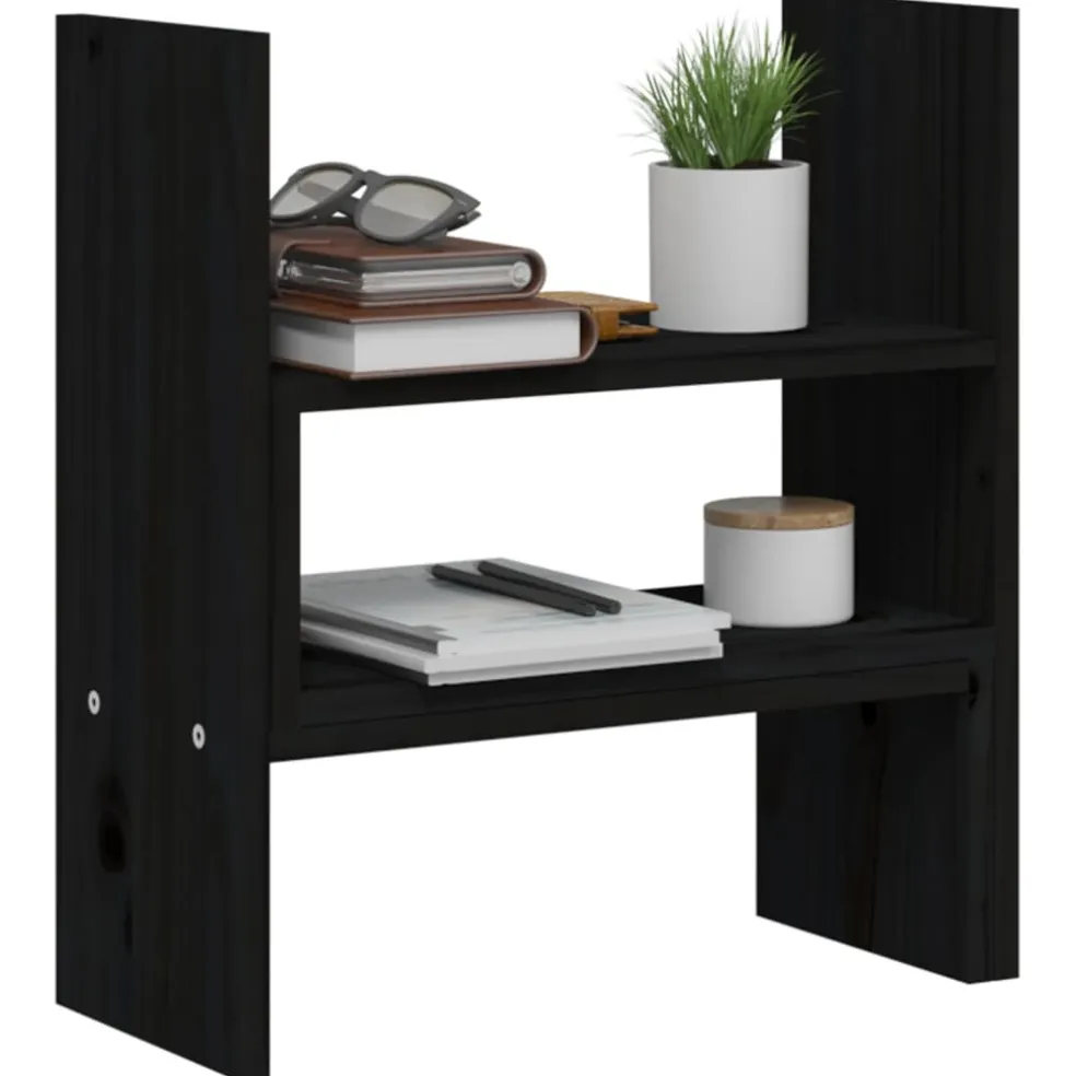 vidaXL Monitorstandaard (39-72)x17x43 cm massief grenenhout zwart