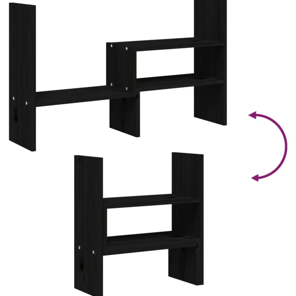 vidaXL Monitorstandaard (39-72)x17x43 cm massief grenenhout zwart