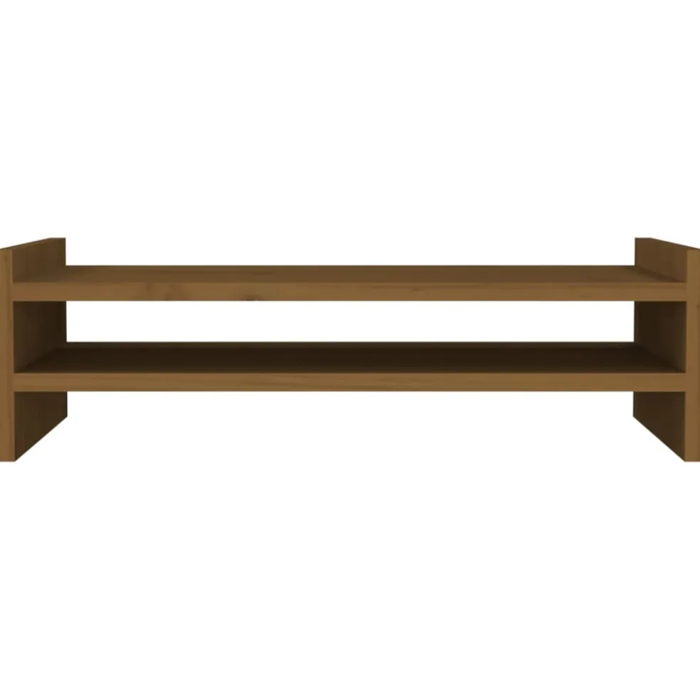 vidaXL Monitorstandaard 50x27x15 cm massief grenenhout honingbruin