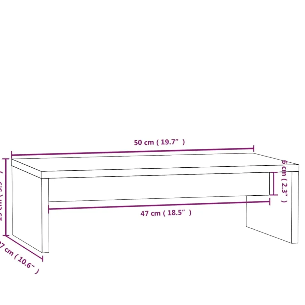 vidaXL Monitorstandaard 50x27x15 cm massief grenenhout wit