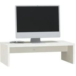 vidaXL Monitorstandaard 50x27x15 cm massief grenenhout wit