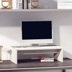 vidaXL Monitorstandaard 50x27x15 cm massief grenenhout wit