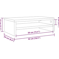 vidaXL Monitorstandaard Zwart Eiken 42x24x13 cm Bewerkt Hout