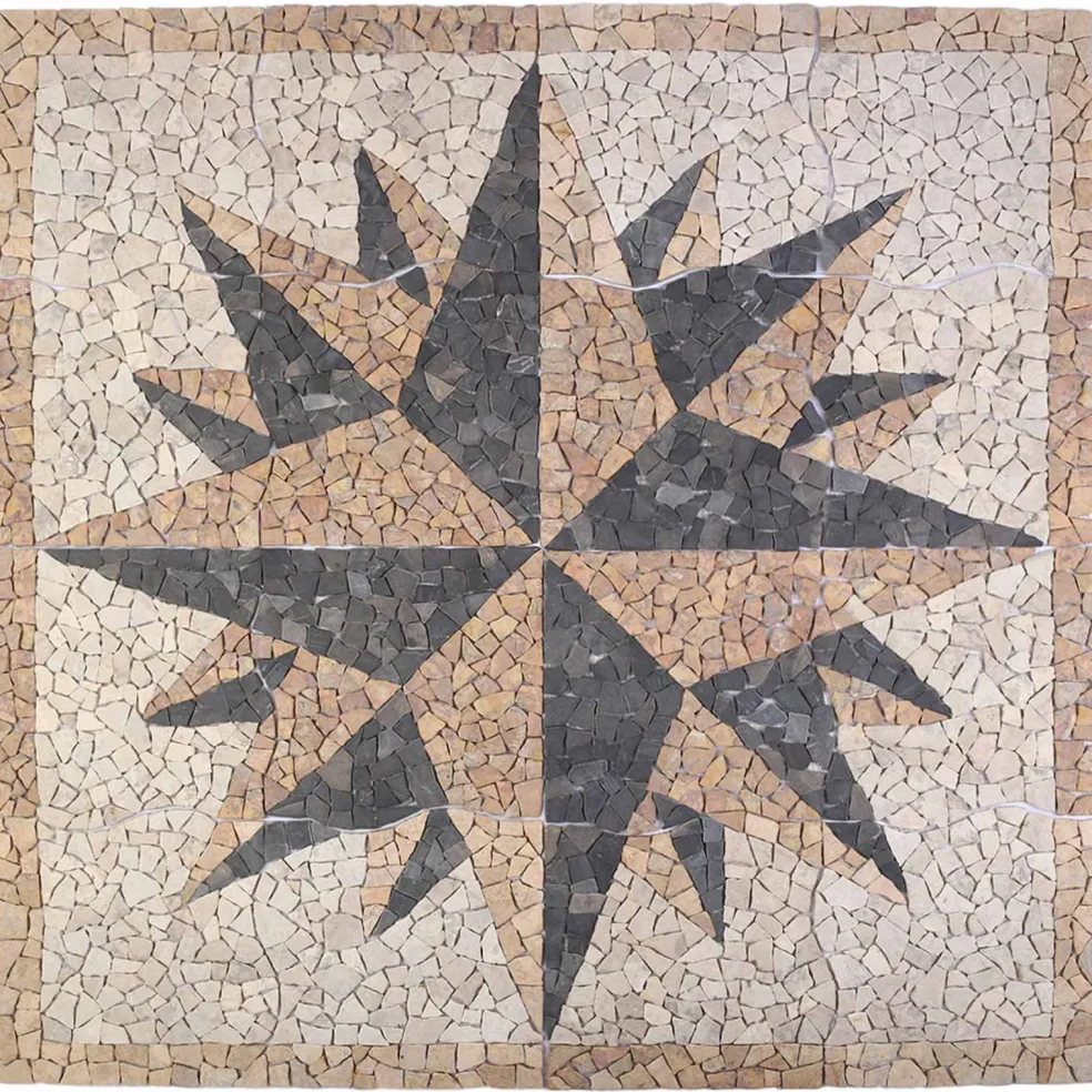 vidaXL Mosaic Tiles Wind Pattern Meerkleurig 120 x 120 cm Marmer