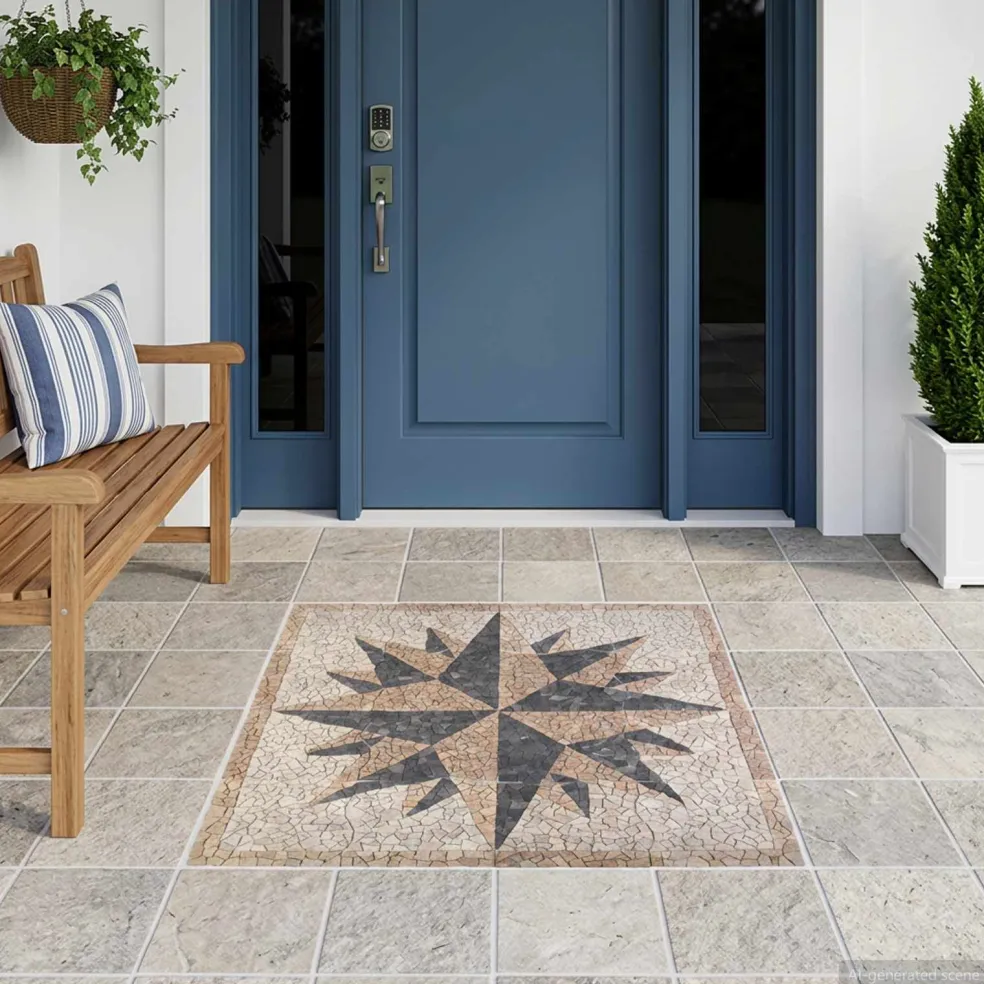 vidaXL Mosaic Tiles Wind Pattern Meerkleurig 120 x 120 cm Marmer