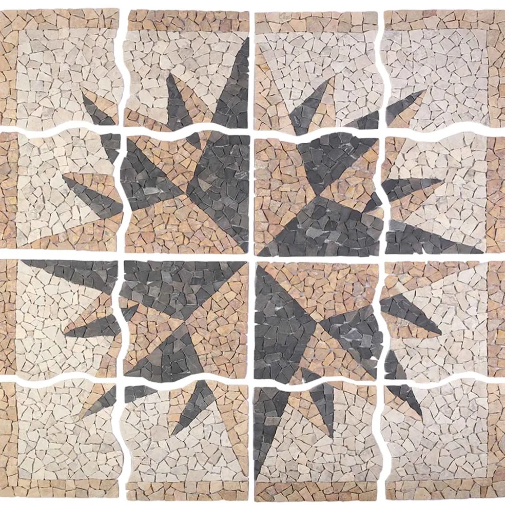 vidaXL Mosaic Tiles Wind Pattern Meerkleurig 120 x 120 cm Marmer