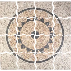 vidaXL Mosaic Tiles Zonnebloem Patroon Meerkleurig 120 x 120 cm Marmer
