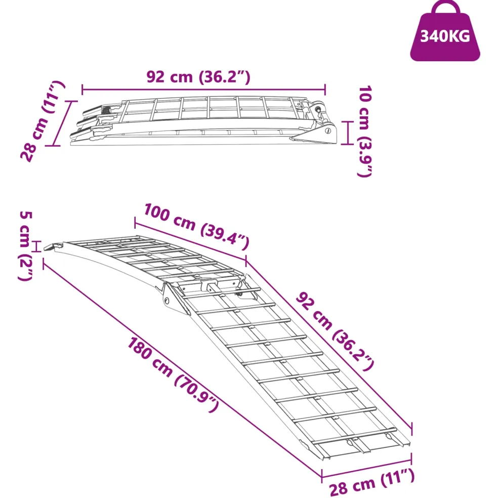vidaXL Motorfietshelling zilver 340 kg per stuk Aluminium