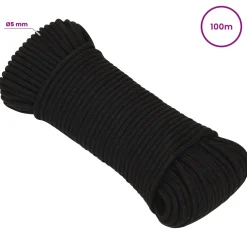 vidaXL Multifunctioneel gebruikstouw 5 mm 100 m Zwart Polyester