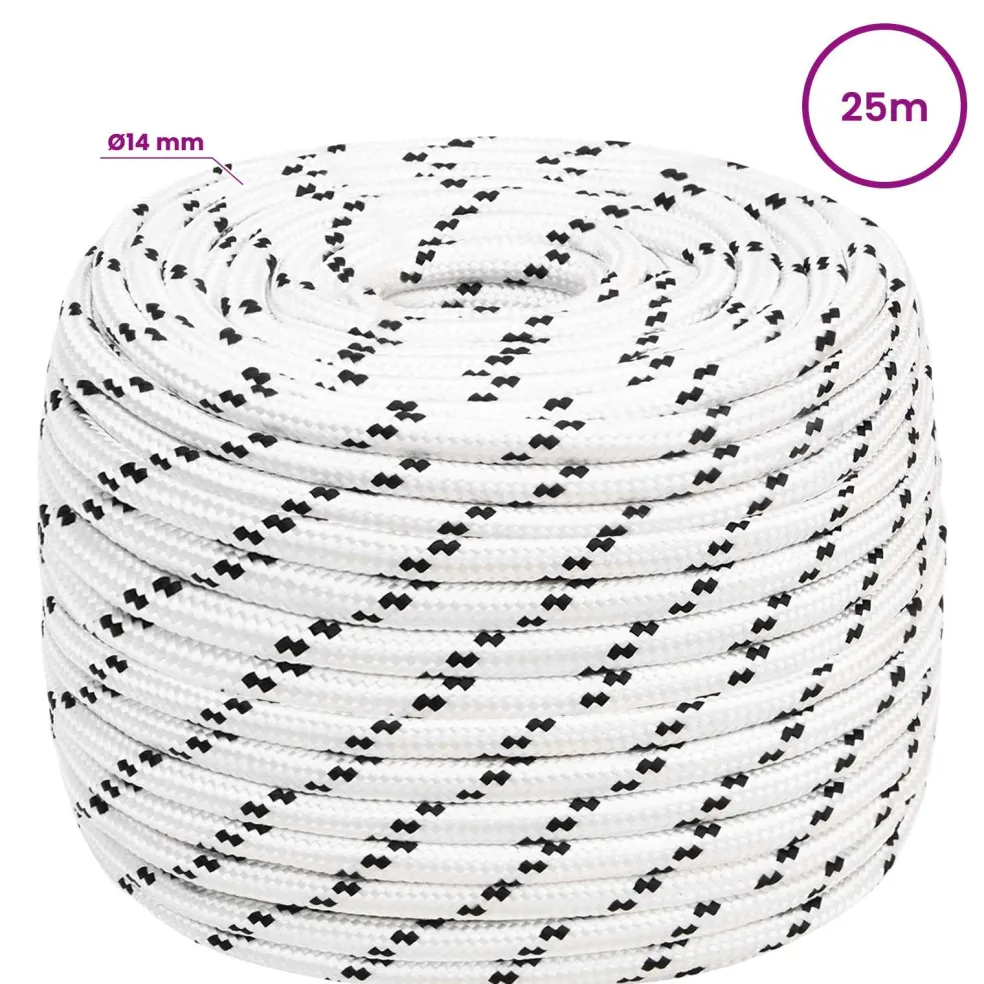 vidaXL Multifunctioneel gebruikstouw 14 mm 25 m Wit Polyester