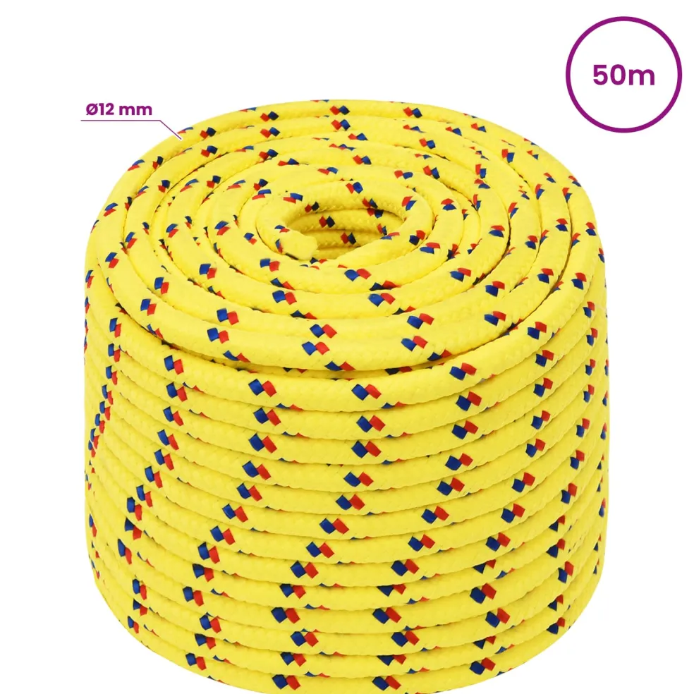 vidaXL Multifunctioneel gebruikstouw 12 mm 50 m Geel PP