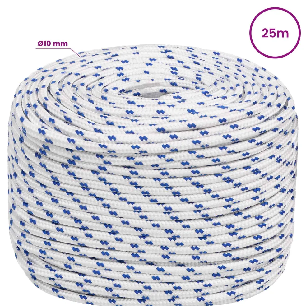 vidaXL Multifunctioneel gebruikstouw 10 mm 25 m Wit en Blauw PP