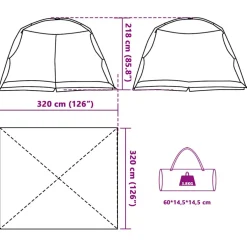 vidaXL Muskietentent 320 x 320 x 218 cm Polyester en Glasvezel