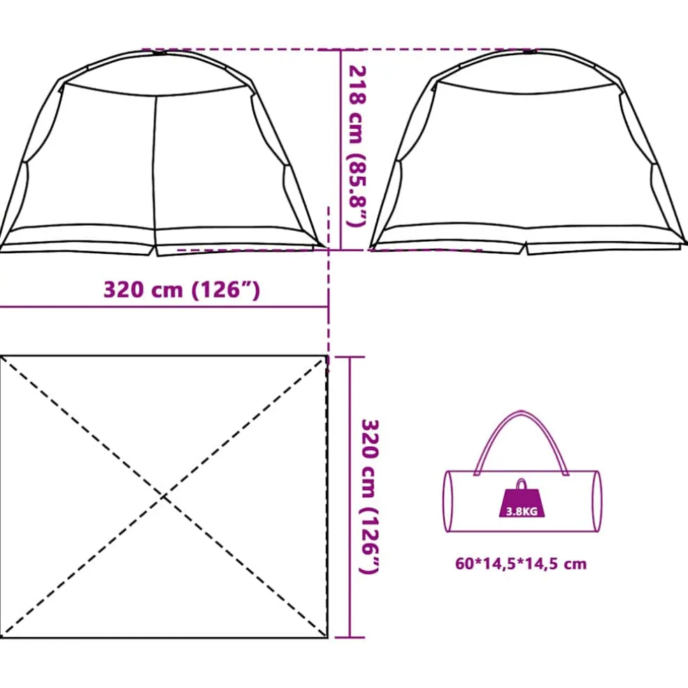 vidaXL Muskietentent 320 x 320 x 218 cm Polyester en Glasvezel