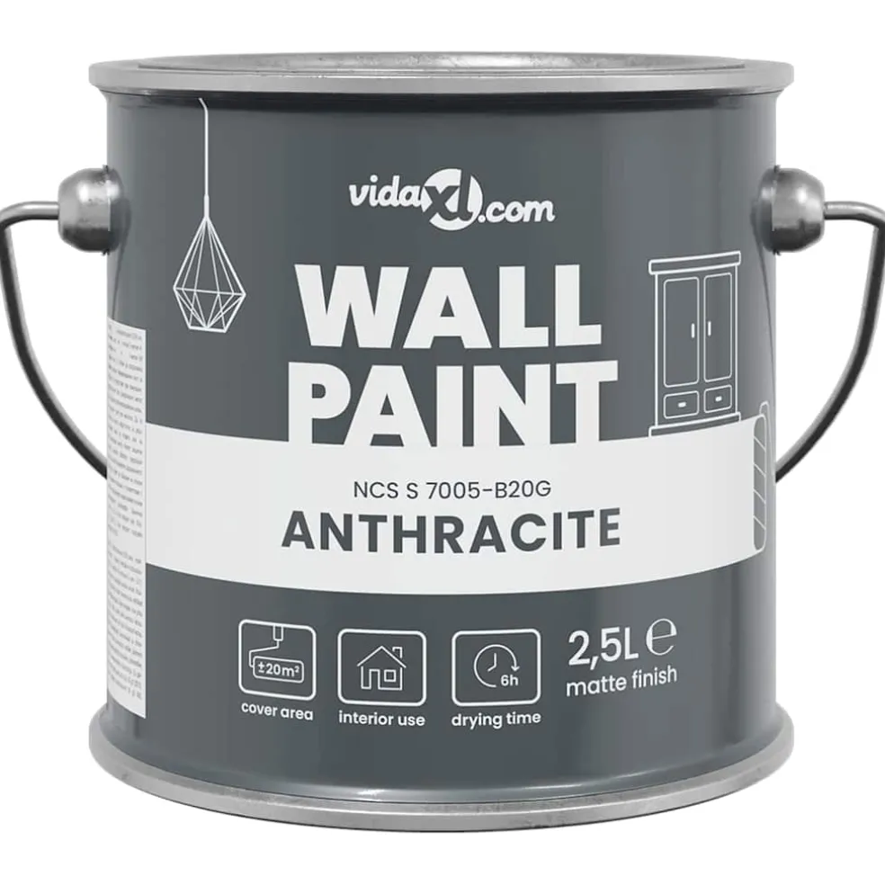 vidaXL Muurverf Grijs 2,5 L Wandprint