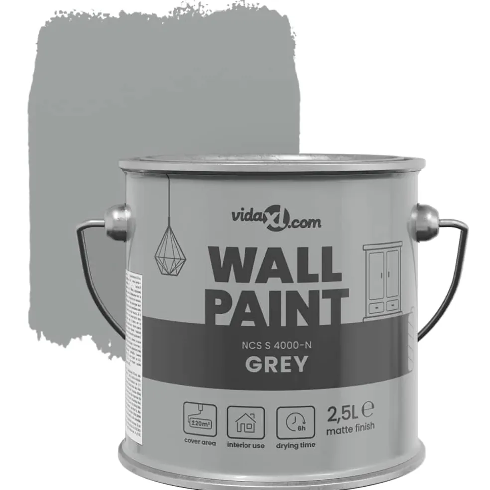 vidaXL Muurverf Grijs 2,5 L Wandprint