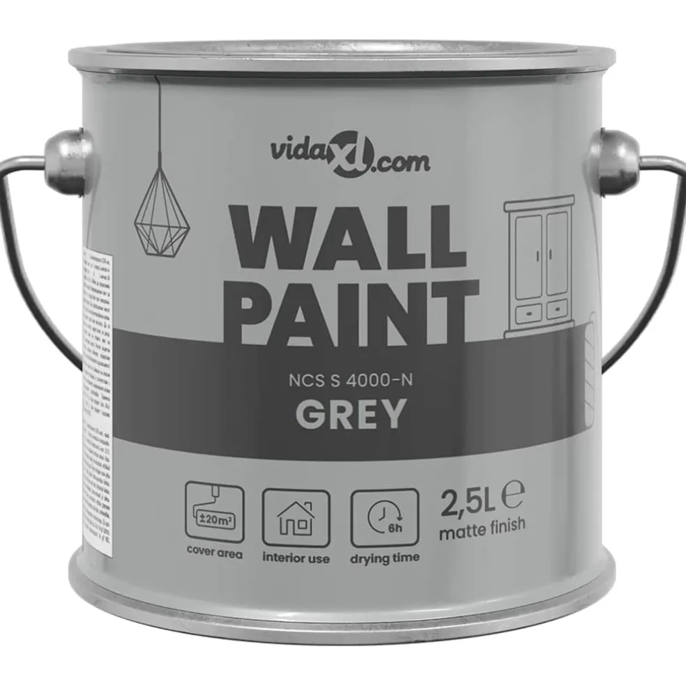 vidaXL Muurverf Grijs 2,5 L Wandprint