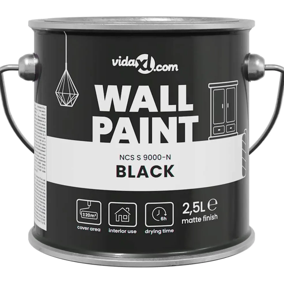 vidaXL Muurverf Zwart 2,5 L Wandprint
