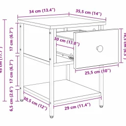 vidaXL Nachtkastje Artisan Eiken 34 x 35,5 x 45 cm Bewerkt hout