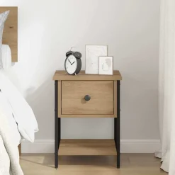vidaXL Nachtkastje Artisan Eiken 34 x 35,5 x 45 cm Bewerkt hout