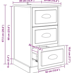 vidaXL Nachtkastje Artisan Eiken 39 x 39 x 67,5 cm Bewerkt hout