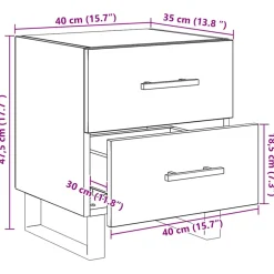 vidaXL Nachtkastje Artisan Eiken 40 x 35 x 47,5 cm Bewerkt hout