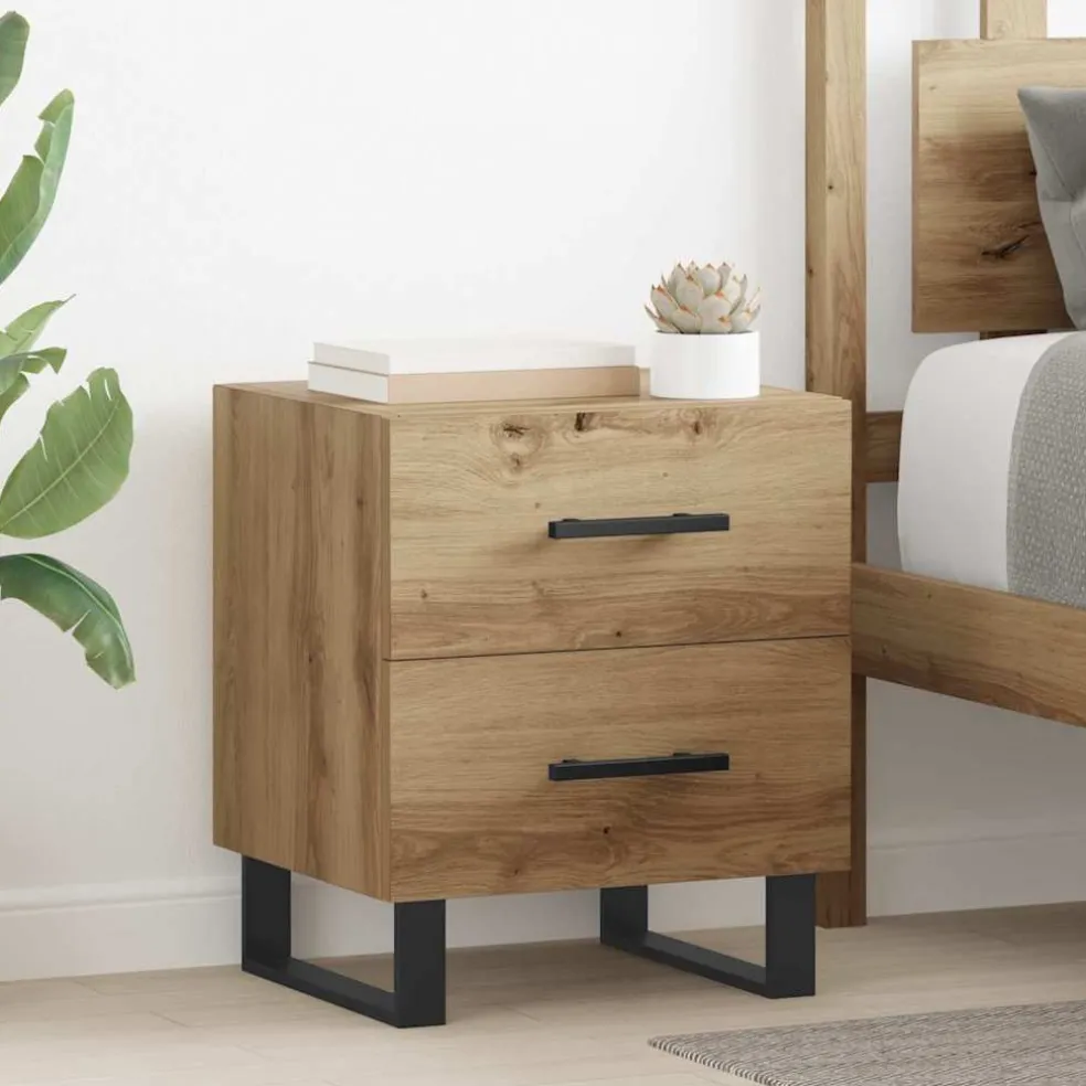 vidaXL Nachtkastje Artisan Eiken 40 x 35 x 47,5 cm Bewerkt hout