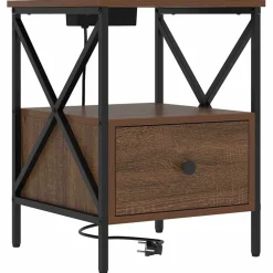 vidaXL Nachtkastje Bruin Eiken 41,5 x 40,5 x 55 cm Bewerkt hout